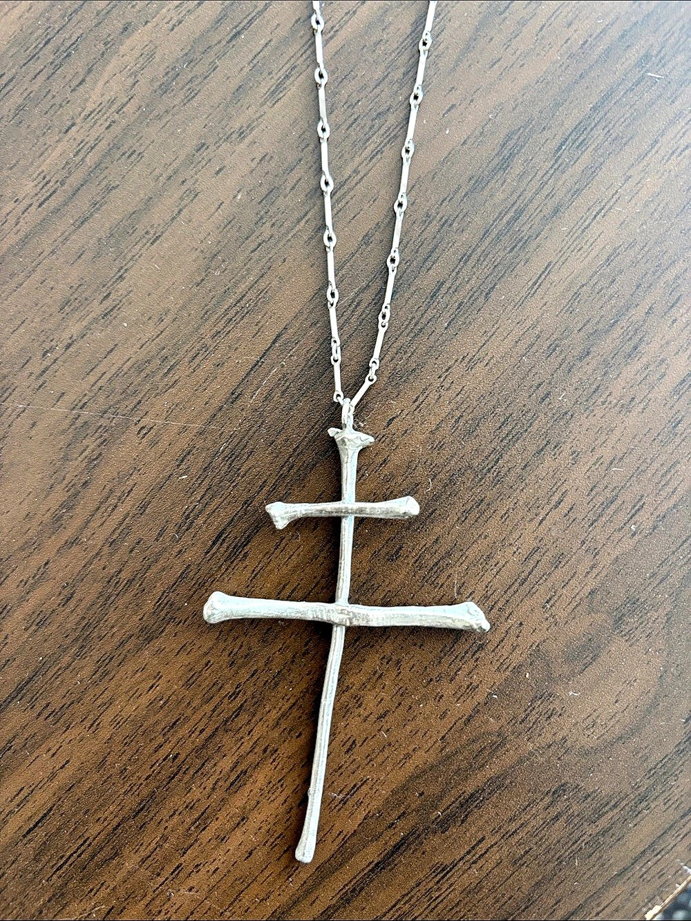 Blood Milk Double Cross Pendant Necklace in Silver Like New